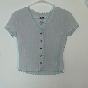 Teal button up t shirt